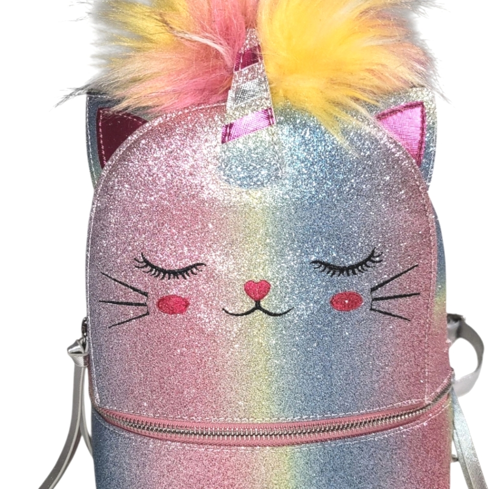 Under One Sky Glittery Unicorn Pom Pom Backpack